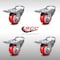 Service Caster 3.5 Inch SS Red Polyurethane Swivel Bolt Hole Caster Set with Total Lock Brake SCC-SSBHTTL20S3514-PPUB-RED-4 - alternate 4